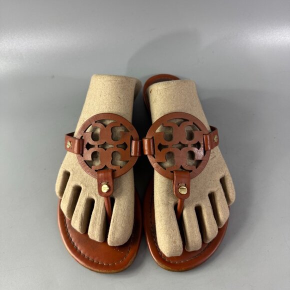 Tory Burch Brown Ladies Leather Miller Sandal, Size 7 - Picture 4 of 12